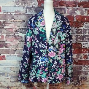 Isaac Mizrahi Floral Print Cotton Knit Jacket